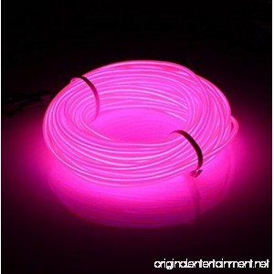 Lysignal 16ft Neon Glowing Strobing Electroluminescent Light Super Bright Battery Operated EL Wire Cable for Cosplay Dress Festival Halloween Christmas Party Carnival Decoration (Pink) - B073119ZRW