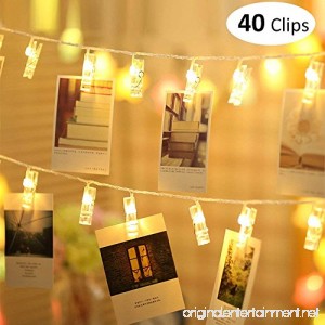 MESUNKA LED Photo String Lights 40 LED Photo Clips String Lights (16.4 ft) Battery Powered for Home Party Decor Hanging Picture Frame for Party Wedding Dorm Bedroom Birthday Christmas Decorations - B07DZZVMP2