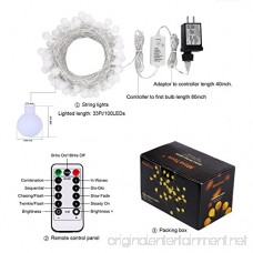 MineTom UL Listed 33 feet Crystal Ball 100 LED Globe String Lights with Remote & Timer Warm White - B01LKS55JQ