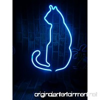 Mirsne Cat Glass Tube Rock Neon Sign Sculpture Blue Bar Neon Light Sign Neon Lamp with Plastic Base - B074P83K16