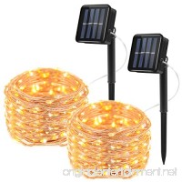 Moreplus Solar Powered String Lights 100 LED 33ft 8 Modes Copper Wire Lights Indoor/Outdoor Waterproof Decorative String Lights for Patio Garden Wedding Christmas Decor (Warm White  Pack of 2) - B07D75MV61