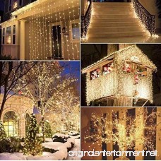 Naisidier Window Curtain String Lights Starry Fairy Icicle Lights 9.8ft x 9.8ft 300 LED 8 Modes Indoor Lights for Home Wedding Party Garden Wall Window Decorations Warm White - B07CWRC827