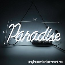 Neon Light Sign Paradise Neon Bar Sign Handmade Glass Neon Sign for Gift Pub Recreation Room Party Cafe Store Bedroom Wall Decor Lamp 14 x 6 White - B06ZYJFVSF