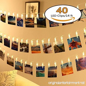 Neretva 40 LED Photo Clips String Lights Christmas Indoor Fairy String Lights for Hanging Photos Pictures Cards and Memos Ideal gift for Dorms Bedroom Decoration (16.4ft Warm White) - B06XTKB6XP