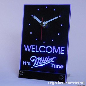 Old Books & Plans on CD It's Miller Time Welcome Bar Beer Table Desk 3D LED Clock Light - B07814HH1Z