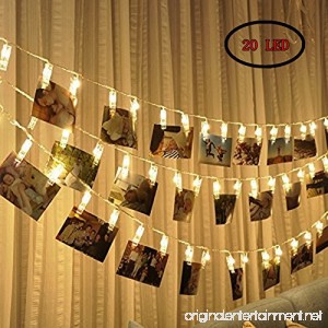 Photo Clip String Lights 20 Photo Clips Perfect for Hanging Photos Pictures Notes Paintings Card and Memos- 2 2 Meter/7 2 Feet - 3 AA Batteries Powered - B01MQVWAO9
