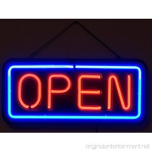 Real Glass Rectangular Neon Open Sign (Not LED Sign) Beer Bar Café Restaurant Shop Store Business Light Sign with on/Off Switch - B07DQBSX4D