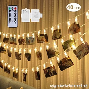 [Remote & Timer] 40 LED Photo String Lights - Adecorty Battery Operated Photo Clips Lights with 8 Modes Twinkle Fairy String Lights Ideal Gift for Christmas Wedding Dorm Bedroom Decor Warm White - B0759MHZVF