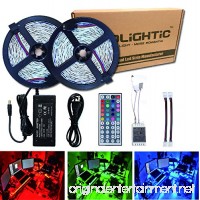 RoLightic Led Strip Lights Kit SMD 5050 32.8 Ft (10M) 300LEDs RGB Rope Lights with 44key IR Controller and 12V 5A Power Supply for Indoor Home Cabinet Bedroom Background Use - B01FO0UNP2