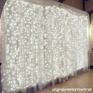 Slashome 600 LED Curtain Icicle Lights with 8 Modes Curtain String Fairy Wedding Led Lights for Wedding Party Home Wall Bathroom Holiday Decorative Lights(White) - B01NAKSG55