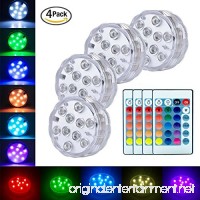Submersible LED Lights  LoveNite Underwater Waterproof Battery Operated Remote Control Wireless Multi Color 10 LED RGB Reusable light for Tub Swimming Pool Pond Party Vase Base Wedding Christmas Aquar - B07CH43NJG