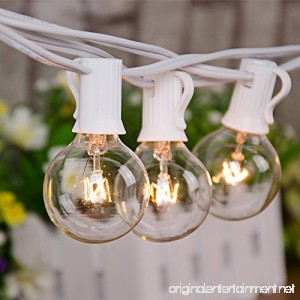 Sunsgne 25Ft Globe string lights with G40 Bulbs (Plus 2 Extra Bulbs) UL Listed Backyard Patio Lights Garden Party Natural Warm Bulbs Cafe Hanging Umbrella Lights on Light String Indoor Outdoor-White - B076MP9886