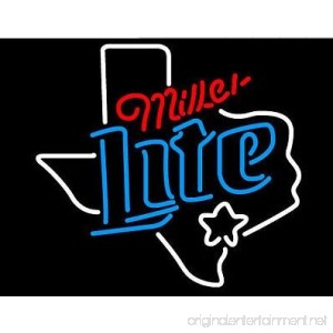 Texas - Miller Lite - Dallas - Real Glass Beer Bar Pub Decor Neon Signs 19x15 - B075XGMX8V