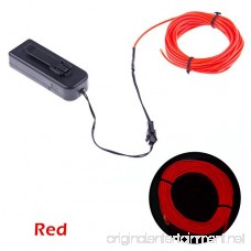 TopYart Neon LED Light Glow EL Wire Battery Pack String Strip Rope Tube Car Dance Party + Controller (15ft Red) - B01F6PC40W