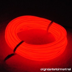 TopYart Neon LED Light Glow EL Wire Battery Pack String Strip Rope Tube Car Dance Party + Controller (15ft Red) - B01F6PC40W