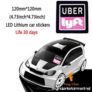 Uber LED Light Sign Logo Sticker Decal Glow Wireless Decal Accessories Removable Uber Lyft Glowing Sign For Car Taxi Uber Lithium Battery Power - B078NLV76K