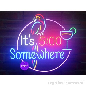 Urby™ 17x14 It's 5 :00 S omewhere Parrot Custom Handmade Real Glass Neon Sign Beer Bar Light 3-Year Warranty-Excellent & Unique Handicraft! U98 - B06XDVMV9N