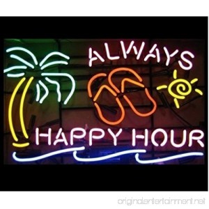 Urby™ 20x16 Always Happy Hour Palm Tree Beer Bar Pub Neon Light Neon Sign -Excellent & Unique Handicraft! U51 - B01N1KI2B4