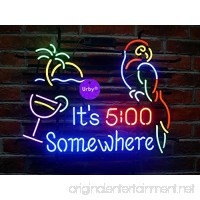 Urby™ 20x16 It's 5 :00 S omewhere Parrot Custom Handmade Real Glass Neon Sign Beer Bar Light 3-Year Warranty-Excellent & Unique Handicraft! U117 - B06XDVMWGY