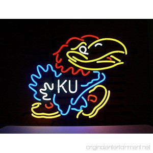 Urby™ Kansas Jayhawks Real Glass Neon Light Sign Home Beer Bar Pub Recreation Room Game Room Windows Garage Wall Sign 18''x14'' A13-08 - B01M0AVUJX