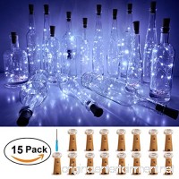 Wine Bottle Cork Lights  Battery Operated LED Cork Shape Silver Copper Wire Colorful Fairy Mini String Lights for DIY Party Christmas Halloween Wedding Outdoor Indoor Decoration 15Pack (Cool White) - B07BVLQ315