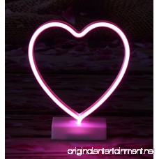 YiiY Heart Neon Sign Light Table Decor Lamp Battery Powered Decor for Desk Living Room (Heart-Pink) - B0792TTD58