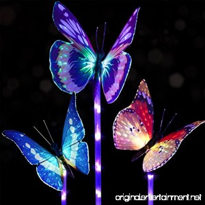 Adecorty Garden Solar Lights Outdoor Solar Stake Lights With Purple LED Lights Waterproof Multi-color Changing Fiber Optic Butterfly Decorative Lights for Landscape Patio Backyard Decoration (3 pack) - B07FB2NTS9