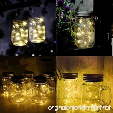 Adecorty Solar Mason Jar Lid Lights 6 Pack Outdoor String Lights with 20 LEDs 6 Hangers Solar Powered waterproof Lantern Lights for Patio Garden Yard Table Wedding Decor (Jars Not Included) - B07DYLP8RK