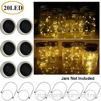 Adecorty Solar Mason Jar Lid Lights  6 Pack Outdoor String Lights with 20 LEDs 6 Hangers Solar Powered waterproof Lantern Lights for Patio Garden Yard Table Wedding Decor (Jars Not Included) - B07DYLP8RK