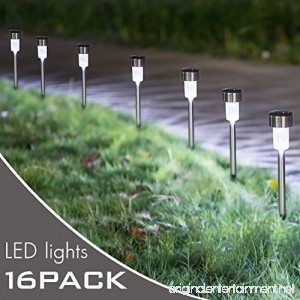 CAIPUDAN 16Pack Solar Lights Outdoor Outdoor Garden Lights Solar Pathway Lights Outdoor Landscape Lighting for Lawn/Patio/Yard/Walkway/Driveway (Stainless Steel) (16Packs) - B07FC98K47