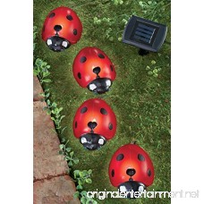 Collections Etc Solar Ladybug Garden Light Lawn Stakes - Set Of 4 Red - B00XDPL9V8