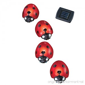 Collections Etc Solar Ladybug Garden Light Lawn Stakes - Set Of 4 Red - B00XDPL9V8