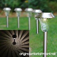 Enchanted Spaces Silver Solar Path Light  Set of 6  with Glass Lens  Metal Ground Stake  and Extra-Bright LED - B01LXREAMA