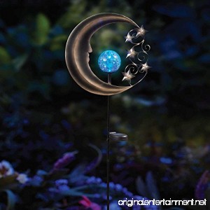 Innovative Solar Moon Garden Light Stake in Silver/Blue Beautifully Lights Up Your Garden Up To 8 Hours - B06X3WP775