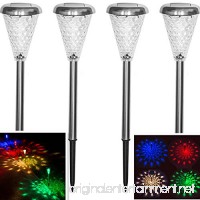 Sogrand Solar Garden Lights Home Decor Outdoor Decorations Stakes Decorative Pathwhay Light 2018 of The Day 4 Color LED Glass Lens Stainless Steel Landscape Lamp For Walkway Yard 4Pack - B07DHC4X1M