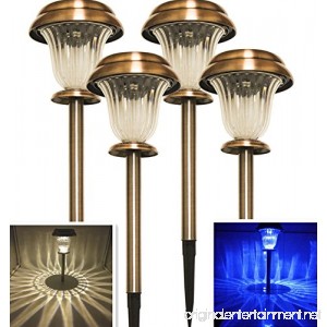 Sogrand Solar Garden Lights Outdoor Decorations Stakes Pathway Copper Decorative Stake Light Dual Color LED Landscape Home Decor Waterproof Bright Yard Lamp For Outside Walkway Driveway Patio 4Pack - B079CRSZLC
