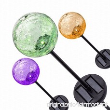 Solar Gazing Ball LED Lights on Tall Stakes -Outdoor Landscape Pathway Light For Patio And Lawn Lighting Decor Hand Made With Crackled Stained Glass - B01EUWF878