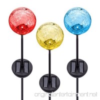 Solar Gazing Ball LED Lights on Tall Stakes -Outdoor Landscape Pathway Light For Patio And Lawn Lighting Decor  Hand Made With Crackled Stained Glass - B01EUWF878