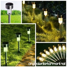 Solar Path Lights Outdoor Stainless Steel - 12 Pack Bright Solar Garden Illumination for Pathway Driveway Lawn Landscape Patio Yard (Silver) - B079GLQFQQ