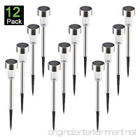 Solar Path Lights Outdoor Stainless Steel - 12 Pack Bright Solar Garden Illumination for Pathway Driveway Lawn Landscape Patio Yard (Silver) - B079GLQFQQ