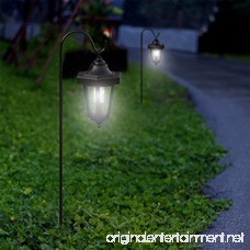 Solar Powered Lights Set of 2 Coach Hanging Lanterns- LED Outdoor Stake Spotlight Fixture for Gardens Pathways and Patio by Pure Garden - B01HS45X7A
