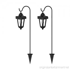 Solar Powered Lights Set of 2 Coach Hanging Lanterns- LED Outdoor Stake Spotlight Fixture for Gardens Pathways and Patio by Pure Garden - B01HS45X7A