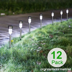 Sunnest Solar Powered Pathway Lights Solar Garden Lights Outdoor Stainless Steel Landscape Lighting for Lawn/Patio/Yard/Walkway/Driveway (12 Pack) - B074M6SG3H