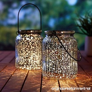 voona 2-Pack Solar Mercury Glass Jar Hanging Outdoor Light for Garden Decorations Outdoor Decor (Silver) - B06XP8BP9S