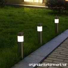 Voona Solar Bollard Lights Outdoor 6-Pack Stainless Steel Warm White LED Lights for Garden Pathway Landscape(Silver) - B01LXPDEPF