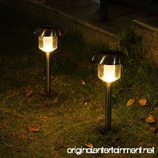 voona Solar Pathway Lights Outdoor 4 Pack Solar Powered Outdoor Garden Round Path Lights Stainless Steel Landscape Lights For Pathway Yards (Silver) - B06X98BQ6Y