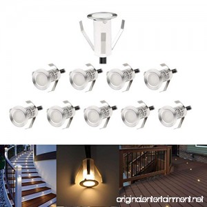 0.7 Small Led Deck Lights Outdoor Low Voltage IP67 Waterproof Recessed Landscape Stair Step Lighting Kits Warm White Set of 10 - B076H4QG1P