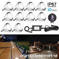 10-Pack Recessed Deck Light Kit  Stainless Steel  6000K Pure White  Wet Location Available  for Corner  Ceiling  Room  Pathway  Driveway  Garden - B076Q7T15S