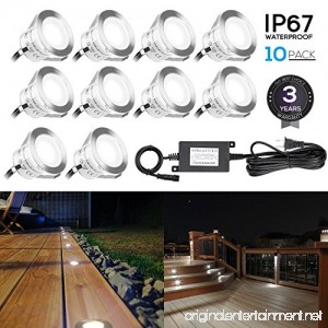 10-Pack Recessed Deck Light Kit Stainless Steel 6000K Pure White Wet Location Available for Corner Ceiling Room Pathway Driveway Garden - B076Q7T15S