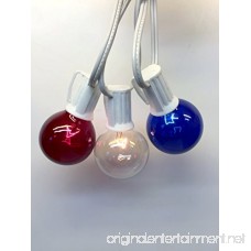 25 Red White Blue G50 Patio Light Bulbs 4th of July 130volt E17 Brass - B01ATZBD42